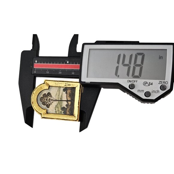 Tree Painting Brooch, Art Framed Pin, Signed CJ 1999 - Picture 14 of 16